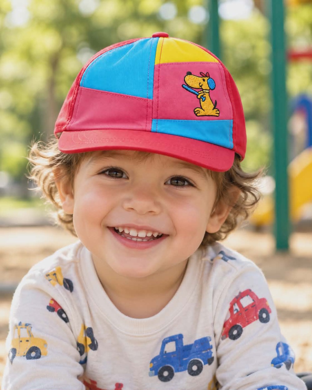 New Kids Color Block Dog Embroidered Cap - Box of 2 Dozen